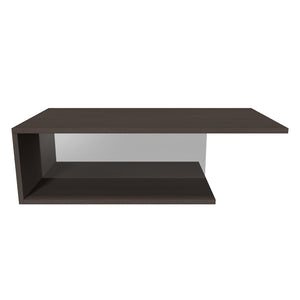Linea - Konferenční stolek (dub tmavý HN s čirým sklem)