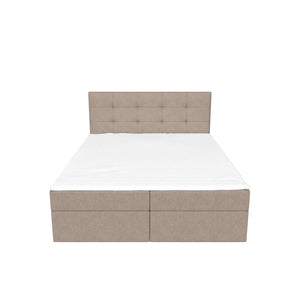 Čalouněná postel Carrie 160x200, béžová, vč. matrace a topperu