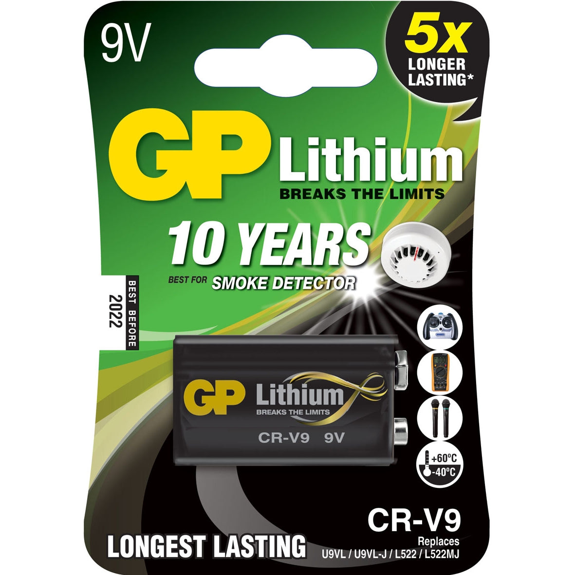 Baterie GP, lithiová 9V (CR-V9), 1 ks
