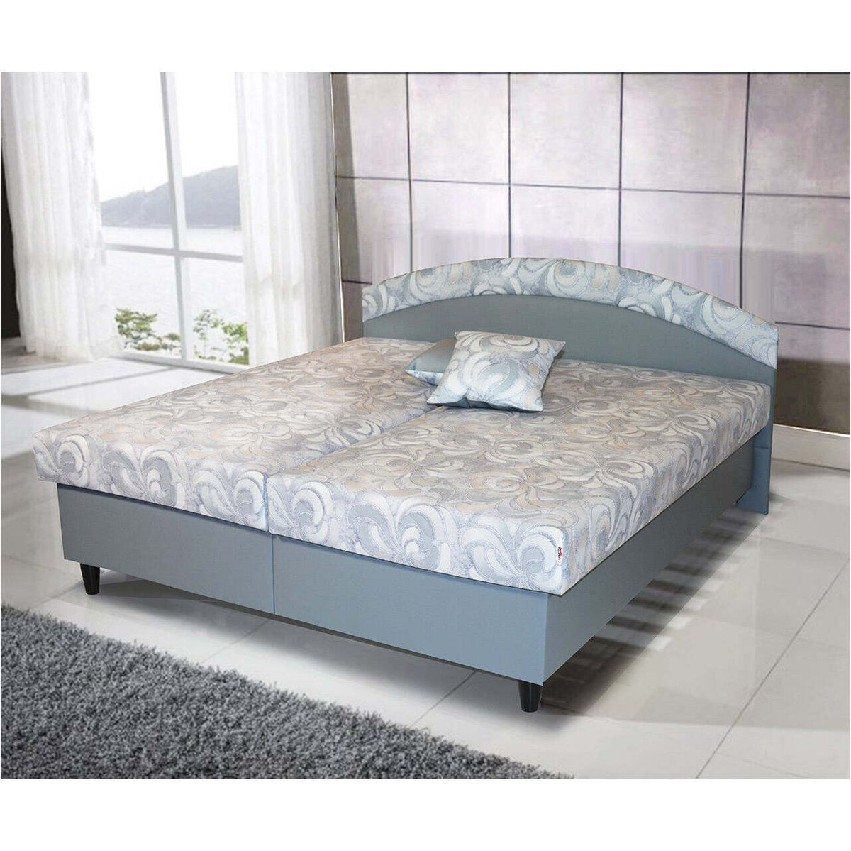 Čalouněná postel Corveta 180x200, šedá, včetně matrace