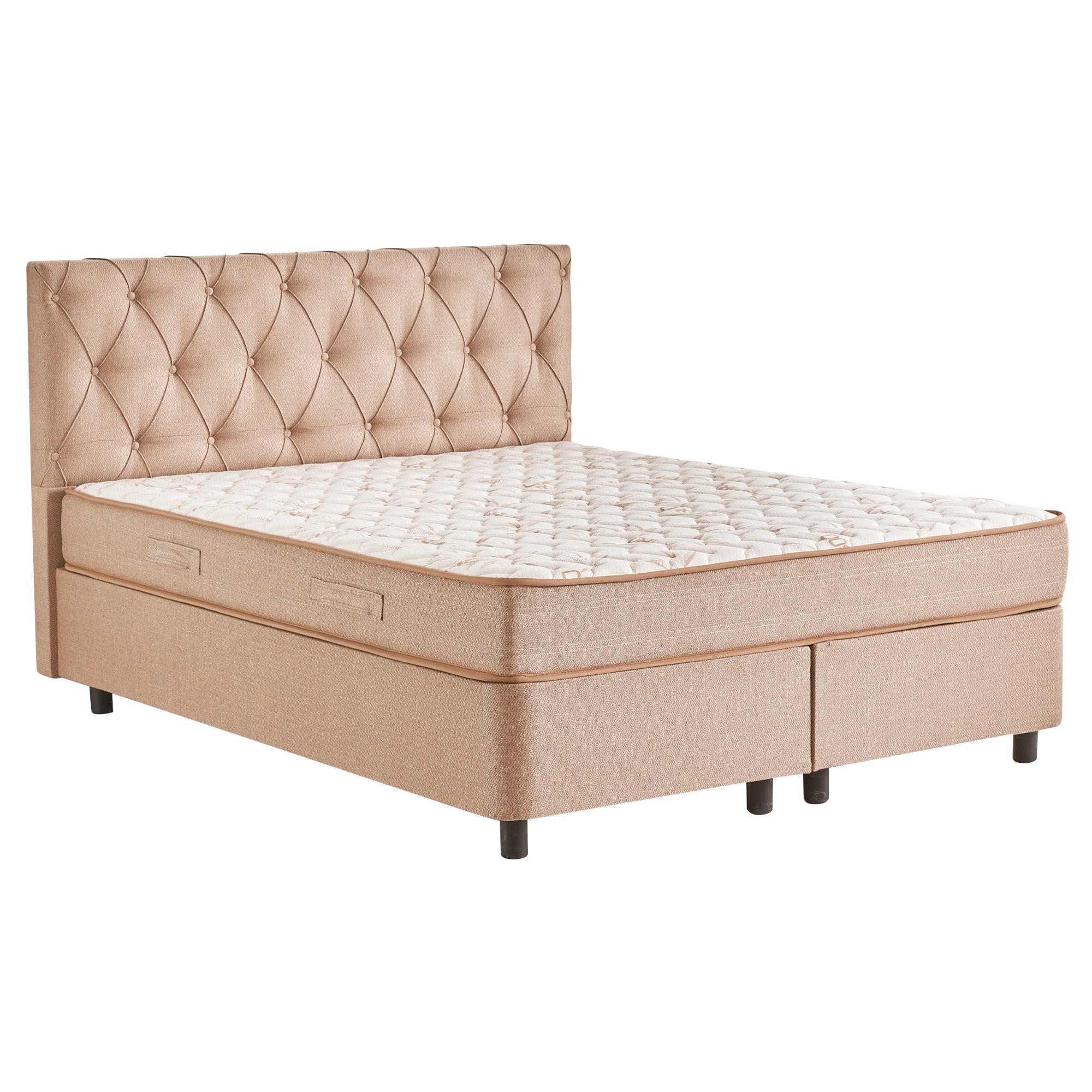 Čalouněná postel s matrací Kerem 160x200, béžová, vč. topperu