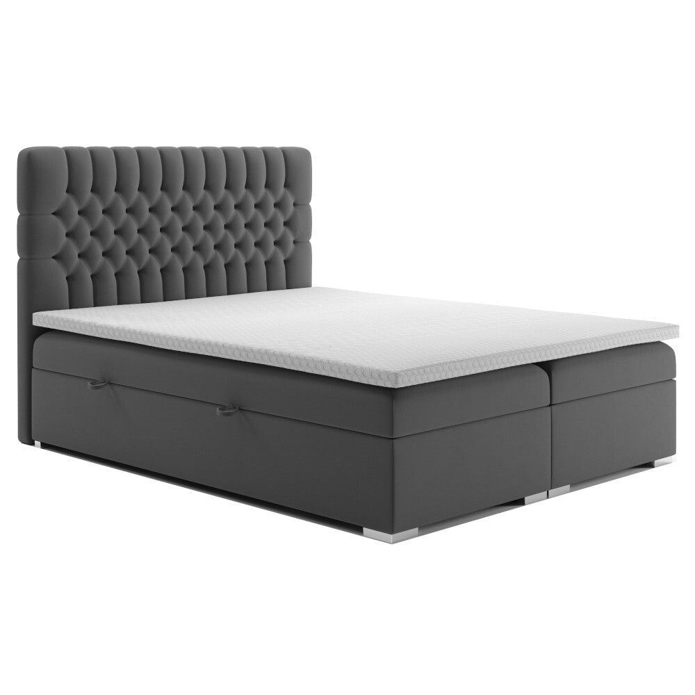 Čalouněná postel Celine 140x200, šedá, vč. matrace, topperu a ÚP