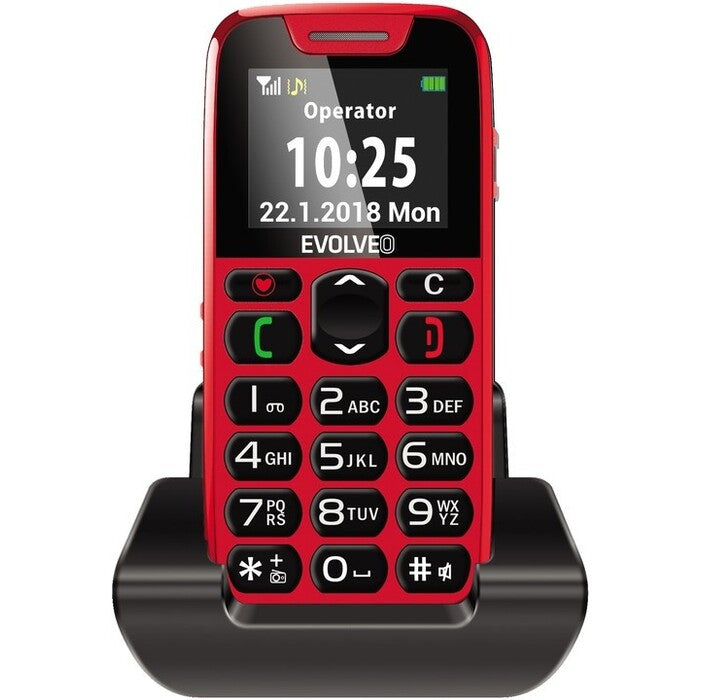 Tlačítkový telefon pro seniory Evolveo EasyPhone, červená