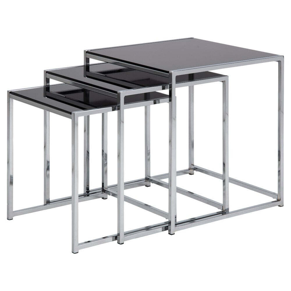 Konferenční stolek Marslet - Set (černá, sklo, kov)