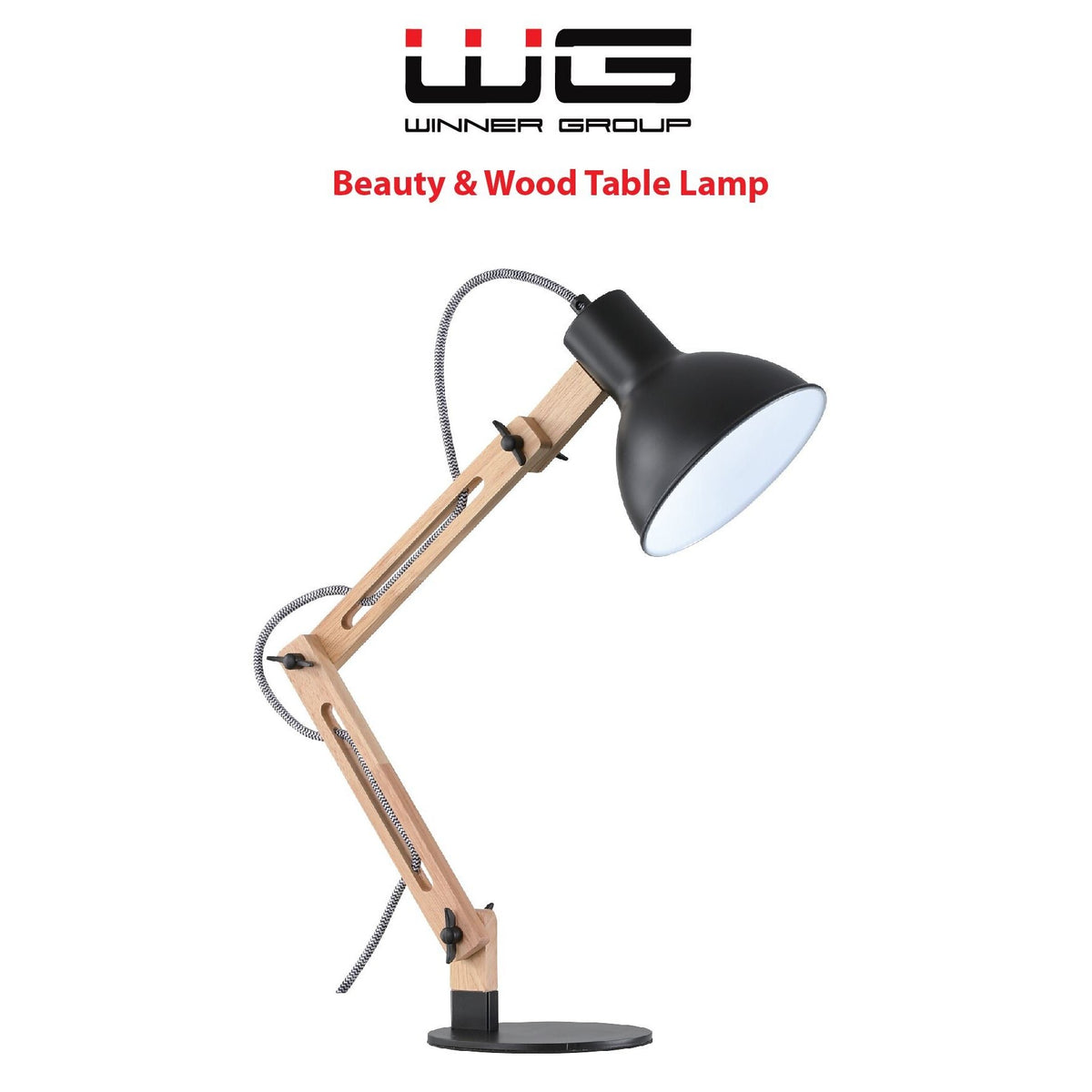 Lampička Beauty &amp; Wood WG, svetlé drevo/čierna, E27