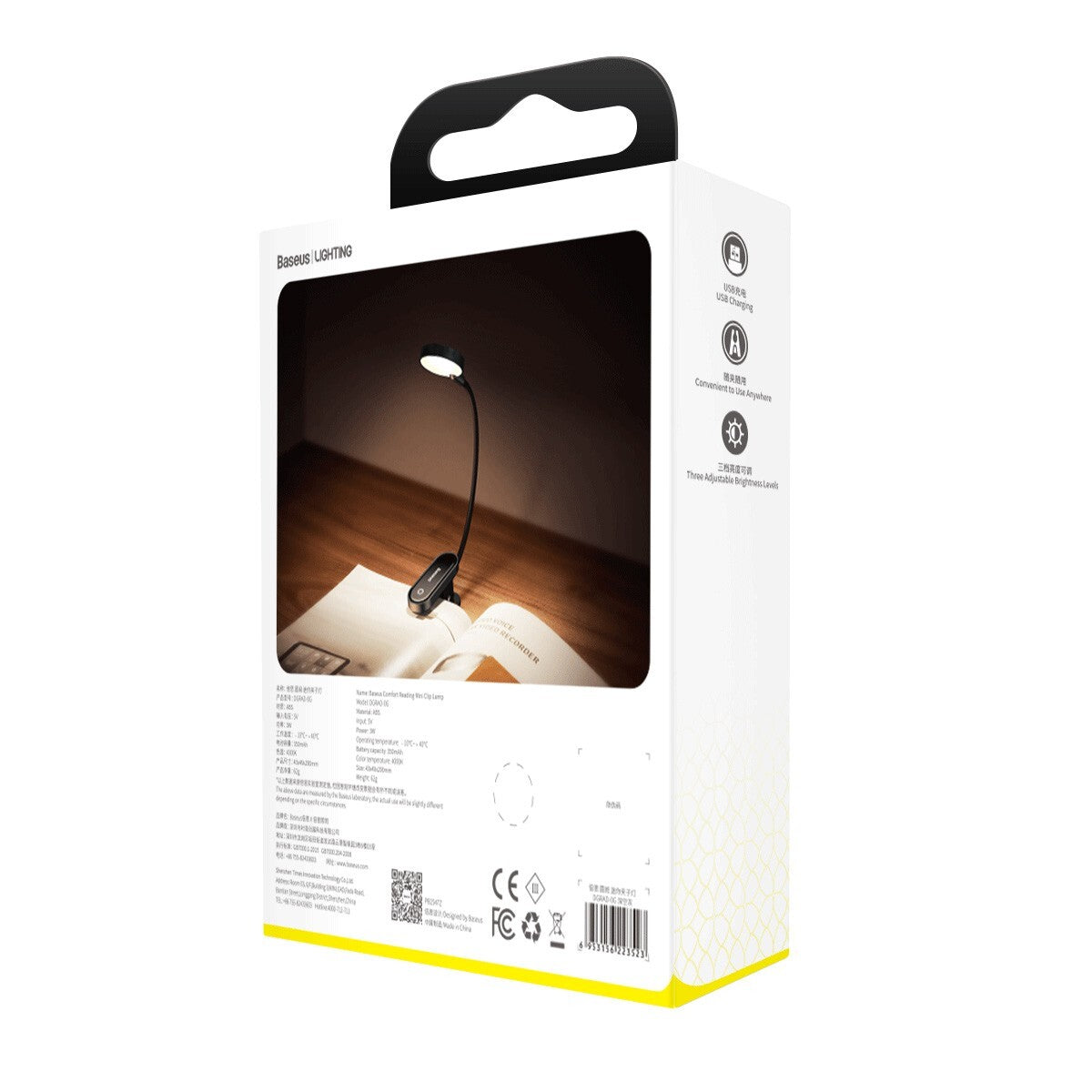 LED lampa na čtení Baseus s klipem