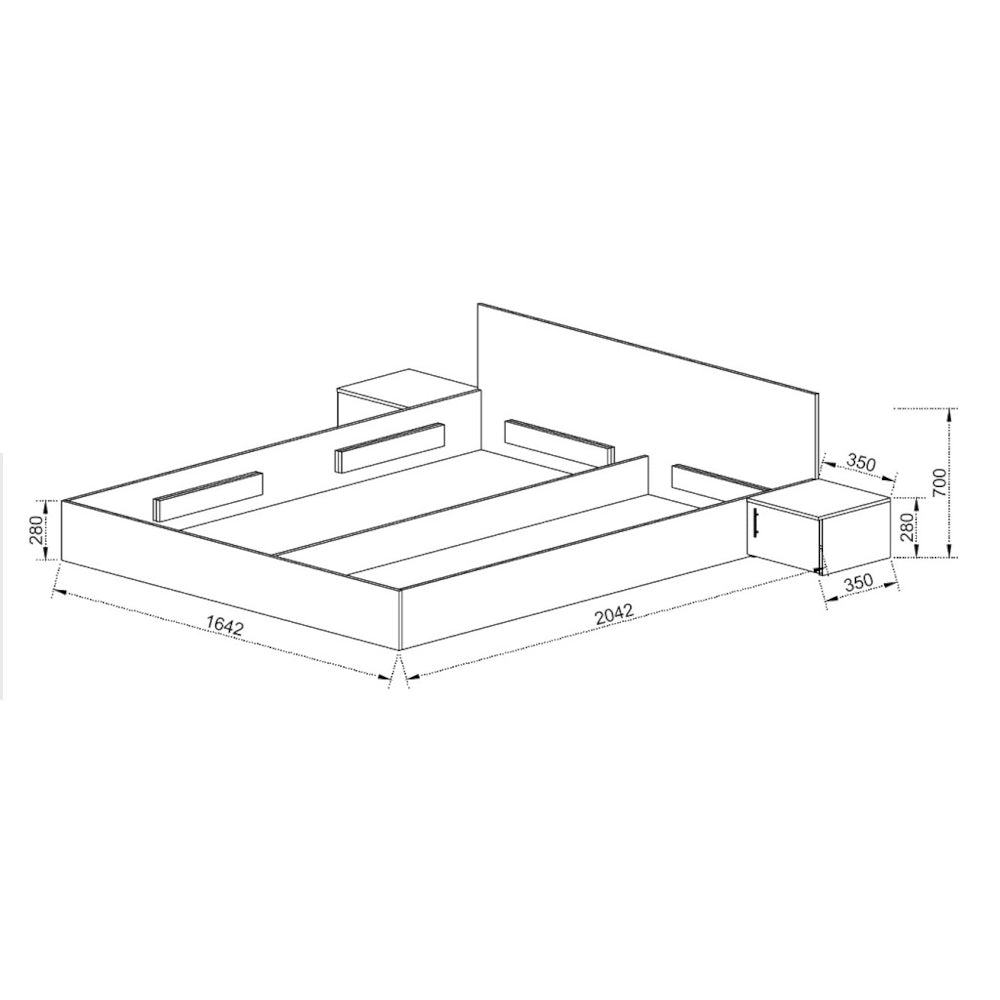 Ložnicový komplet Tarja-rám postele,skříň,komoda,2 noční stolky