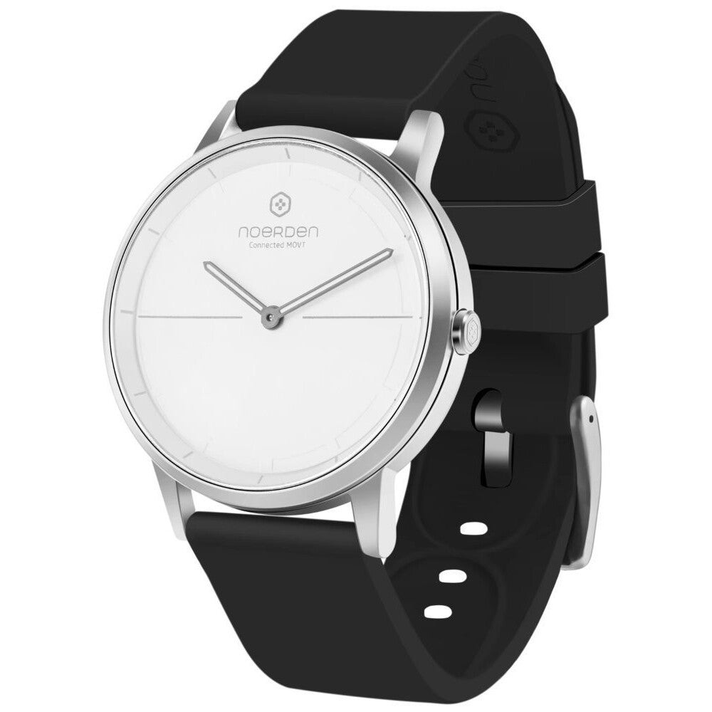 Chytré hybridní hodinky Noerden Mate 2, bílo/černá