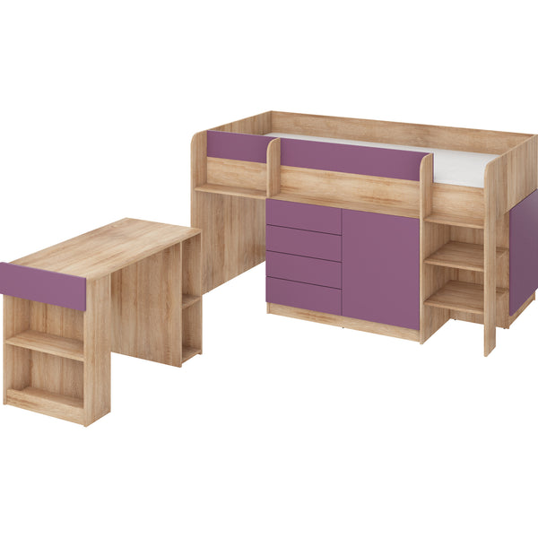Patrová postel s psacím stolem Varianto, 90x200, pravá strana