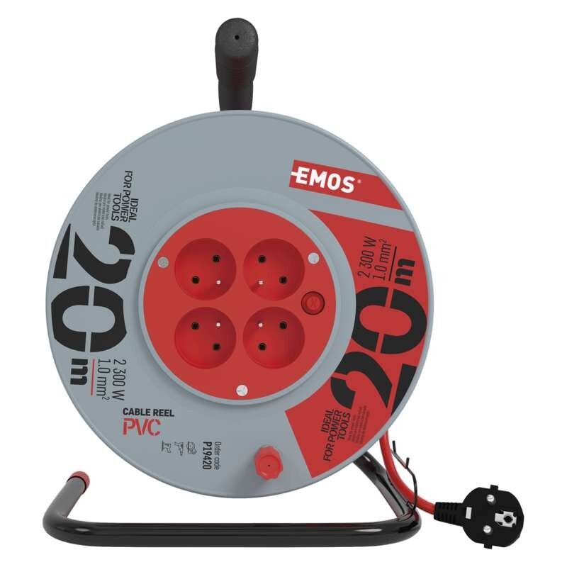 Prodlužovací kabel na bubnu Emos P19420, 4xzásuvka, 20m