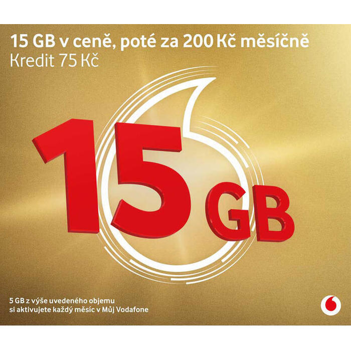 SIM karta Vodafone, zlatá, 15GB