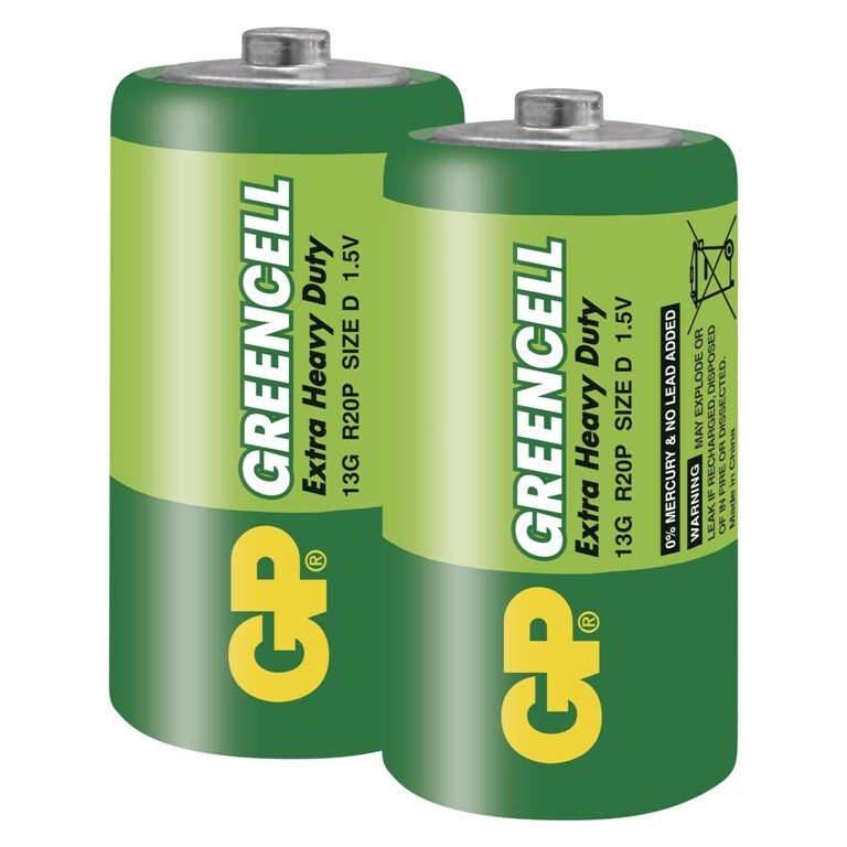 Zinkové baterie GP Greencell D (R20), 2ks