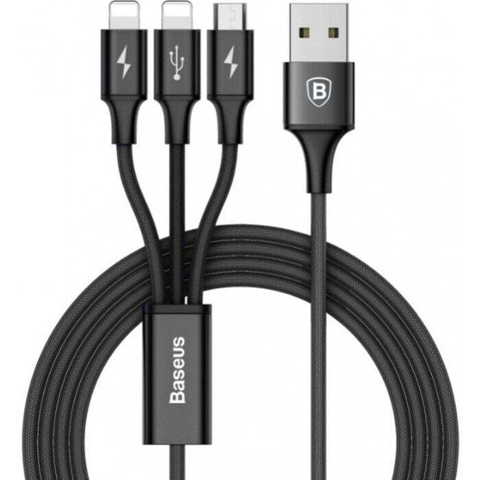 3v1 kabel Baseus Micro USB + 2x Lightning na USB, 3A, 1,2m