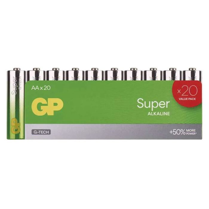 Alkalická baterie GP Super LR6 (AA), 20 ks
