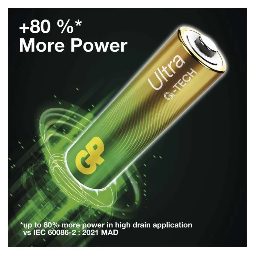 Alkalická baterie GP Ultra LR6 (AA), 4 ks