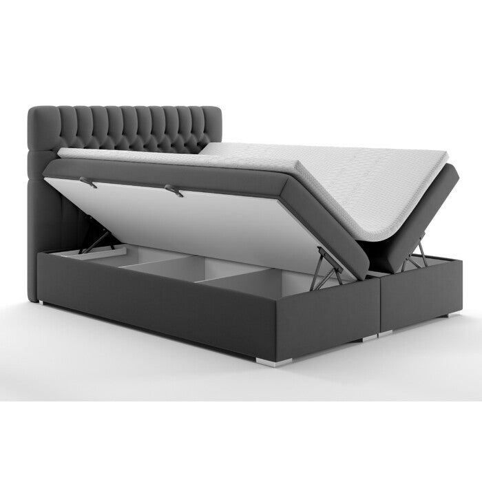 Čalouněná postel Celine 180x200, šedá, vč. matrace a topperu - II. jakost