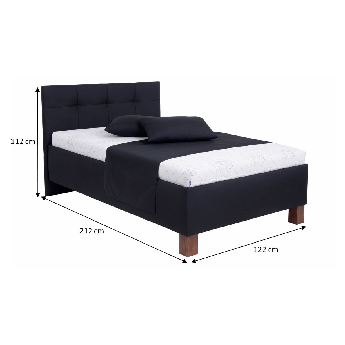 Čalouněná postel Mary 120x200, černá, bez matrace
