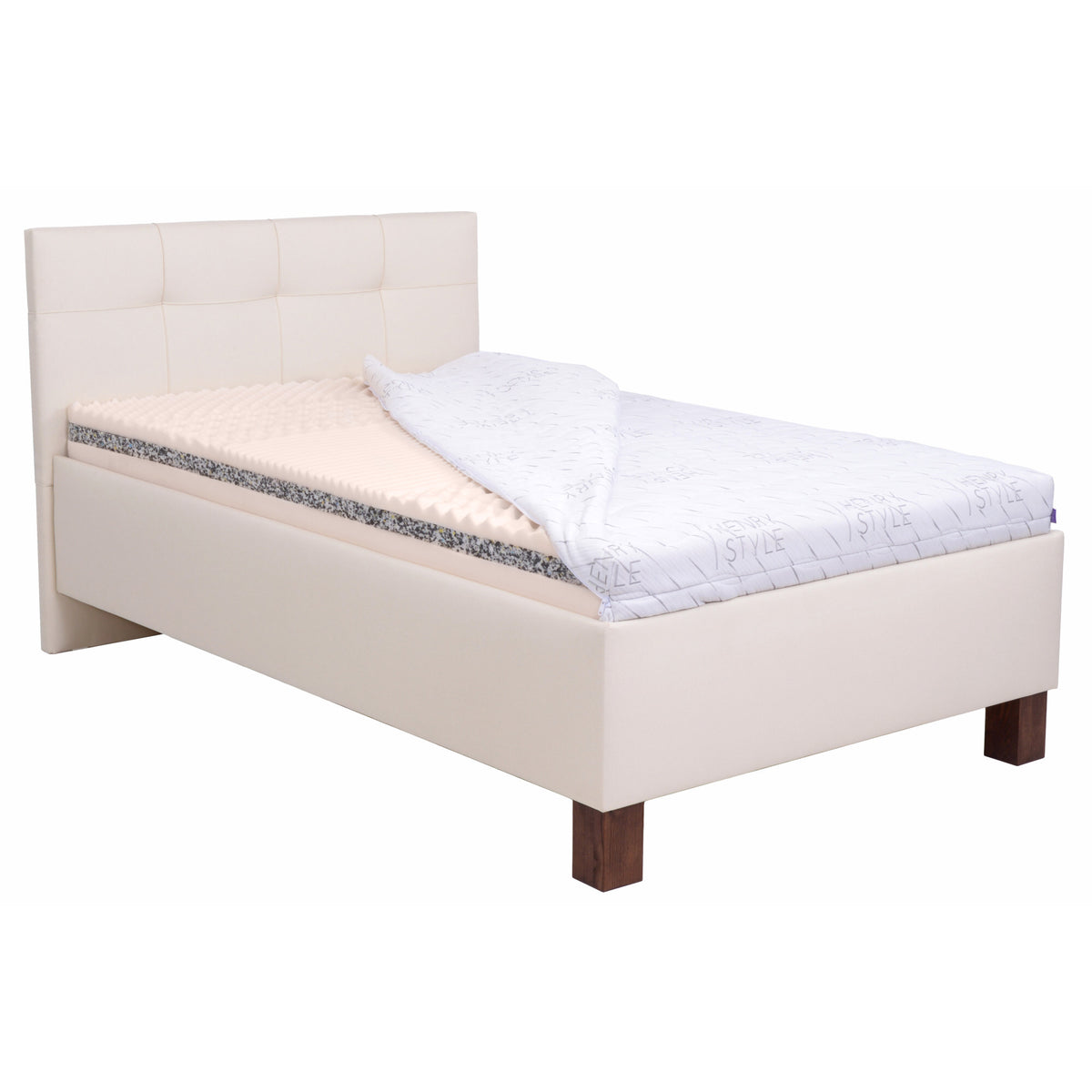 Čalouněná postel Mary 140x200, béžová, včetně matrace