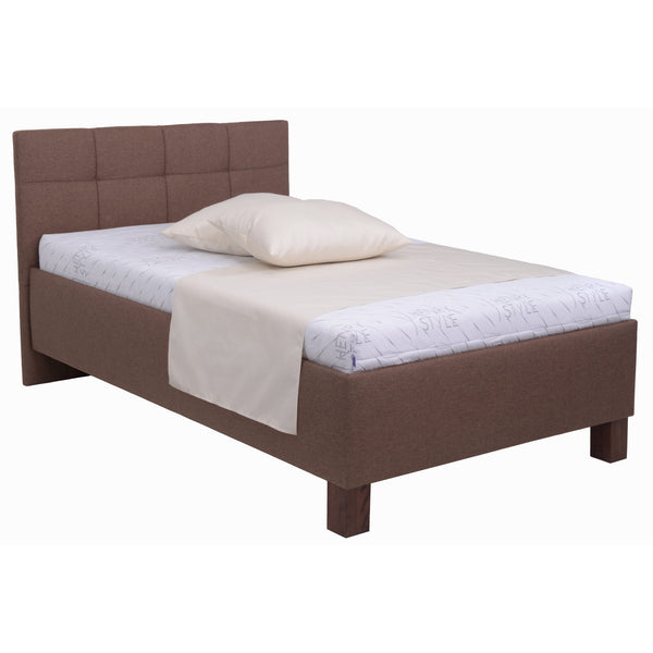 Levně Čalouněná postel Mary 140x200, hnědá, včetně matrace