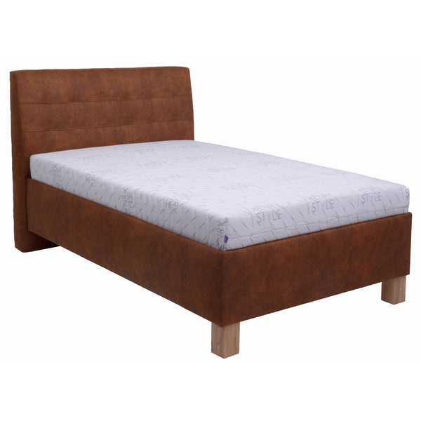 Levně Čalouněná postel Victoria 120x200, hnědá, včetně matrace