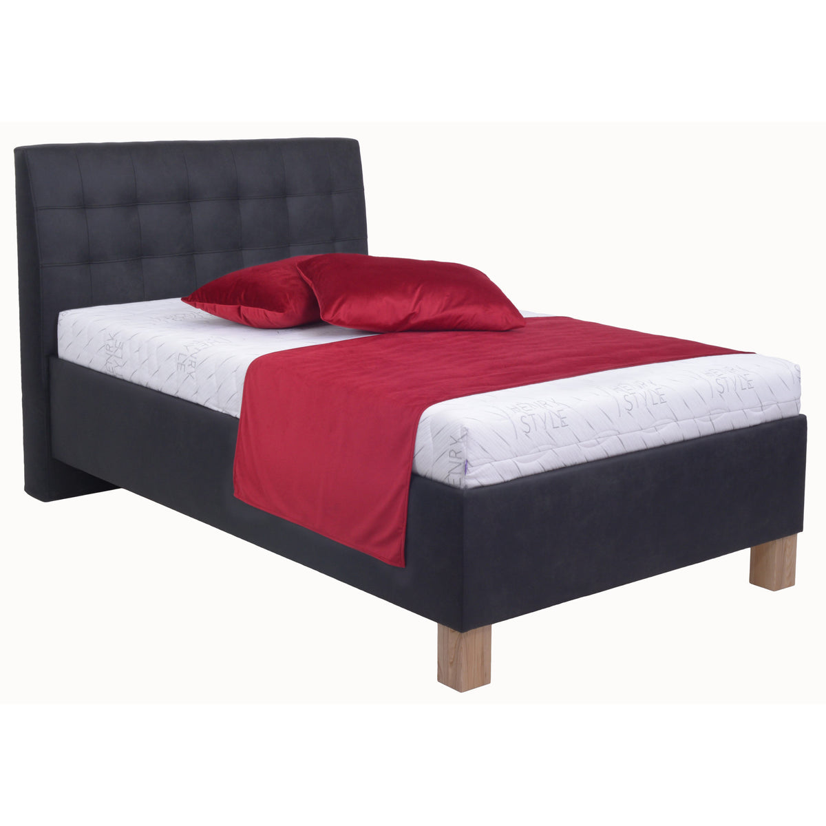 Čalouněná postel Victoria 90x200, černá, včetně matrace