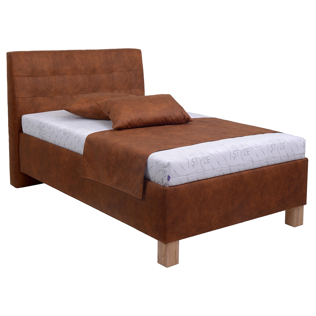 Čalouněná postel Victoria 90x200, hnědá, včetně matrace
