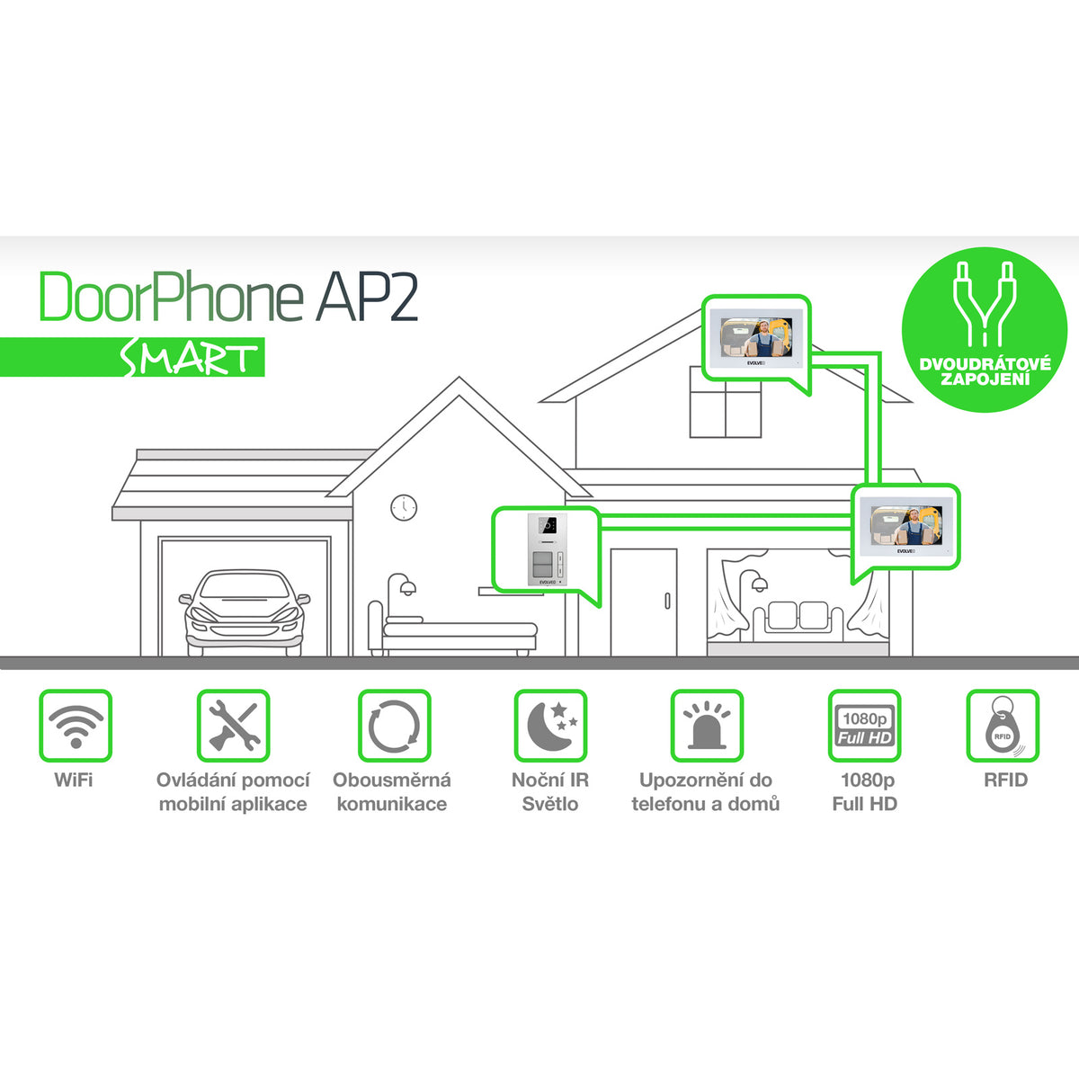 EVOLVEO DoorPhone AP2-2 pro dva byty s aplikací