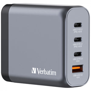 GaN nabíječka Verbatim 140W, 2xUSB-C PD/USB-A QC 3.0