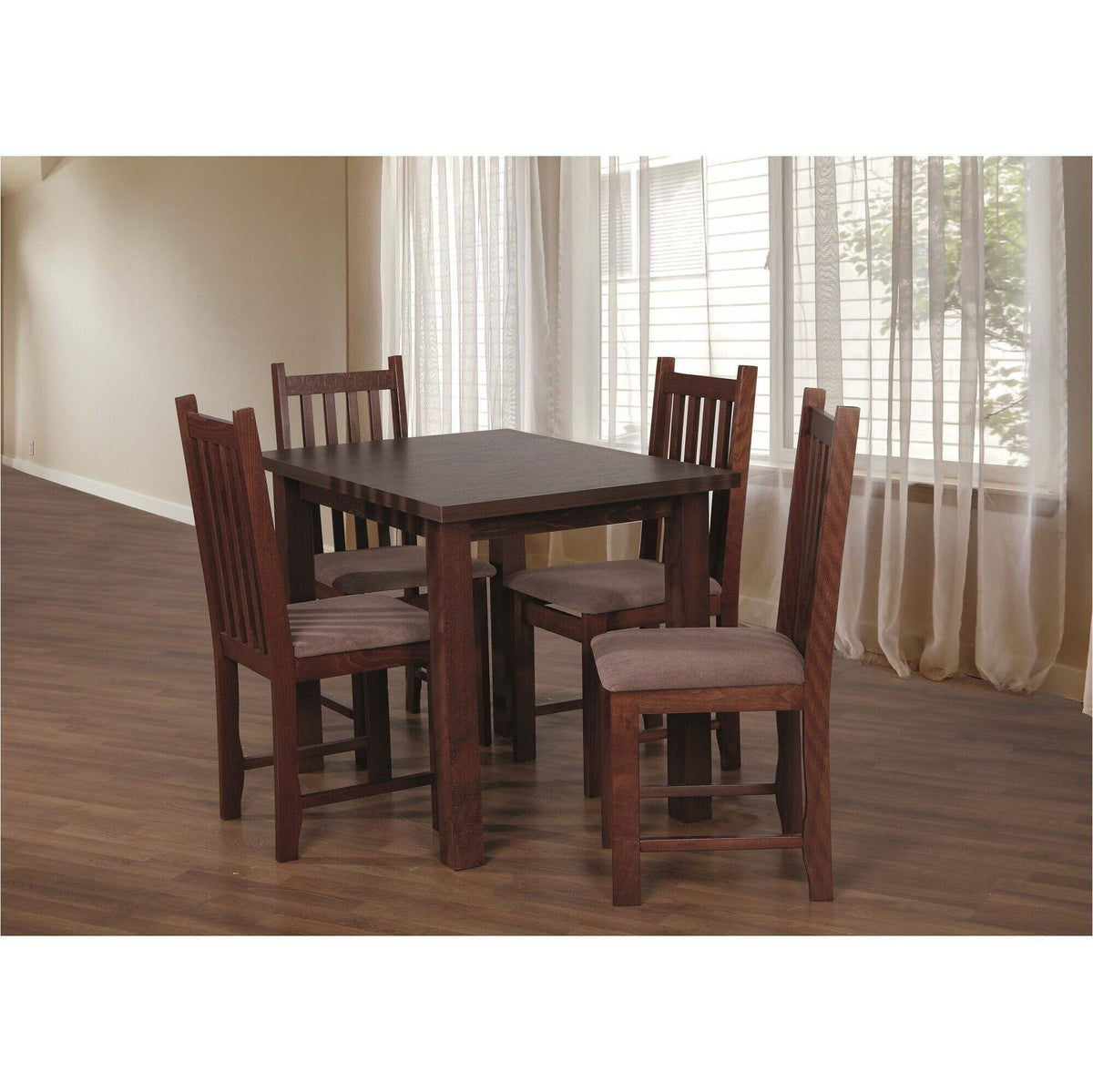 Jídelní set Barol - Stůl 100x70, 4x židle (ořech střední/aston 5) - II. jakost