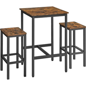 Jídelní set Pansy - 1x stůl, 2x židle (hnědá, černá)