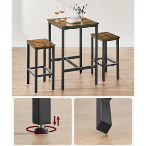 Jídelní set Pansy - 1x stůl, 2x židle (hnědá, černá)