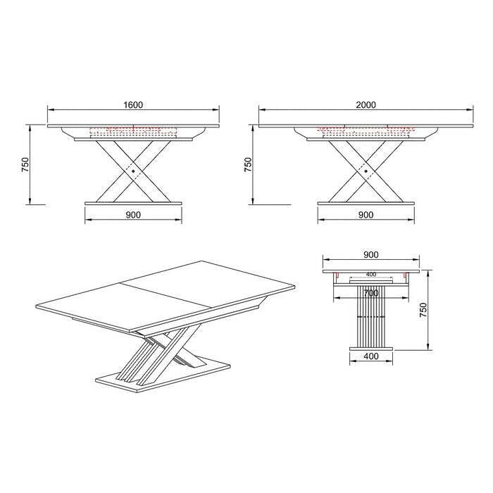Jídelní stůl rozkládací Ettore 160-200x75x90 cm (dub sonoma) II  jakost