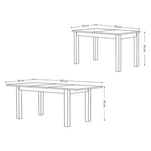 Jídelní stůl Rozo rozkládací 115-155x76x70 cm (bílá) PŘEBALENO