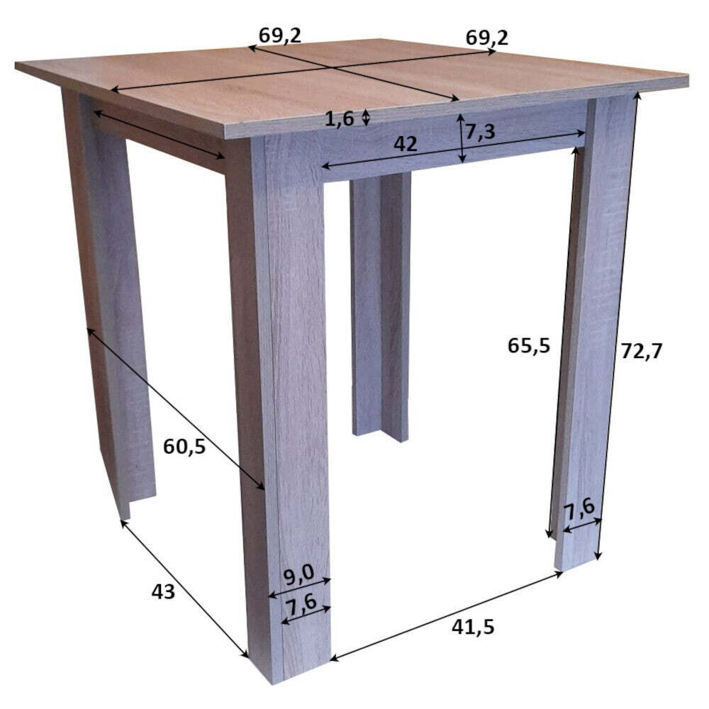 Jídelní stůl Timmy 70x70cm (dub sonoma) - II. jakost