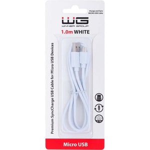 Kabel WG Micro USB na USB, 2,1A, 1m, bílá
