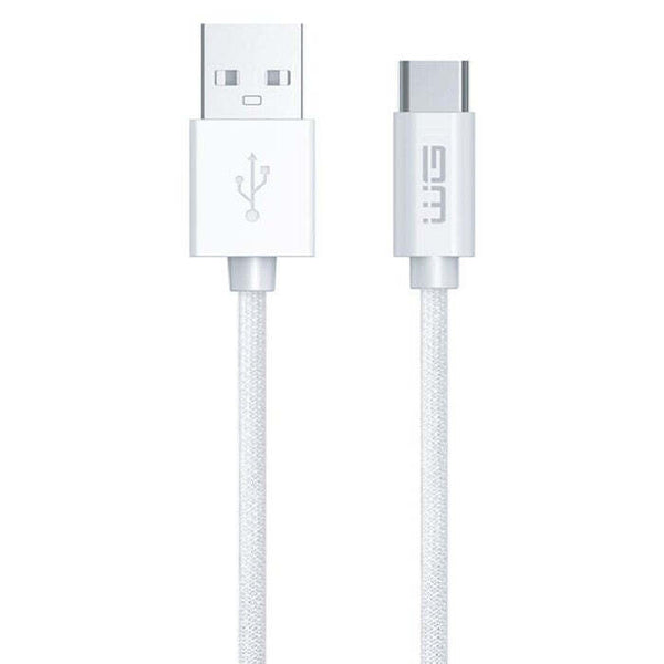 Levně Kabel WG USB-C na USB, 2m, 60W, opletený, bílá