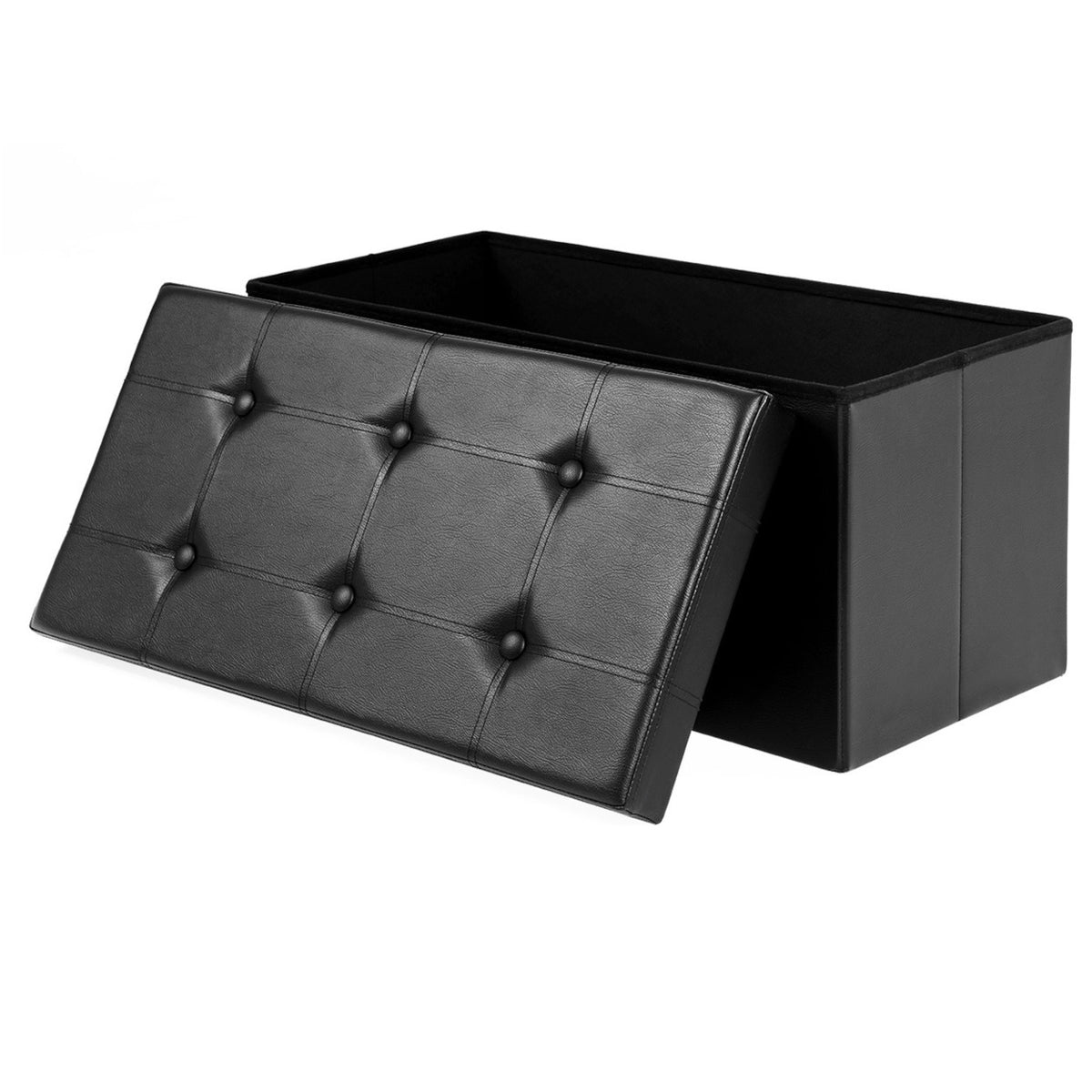 Kožený taburet s úložným prostorem Bklid (černá)