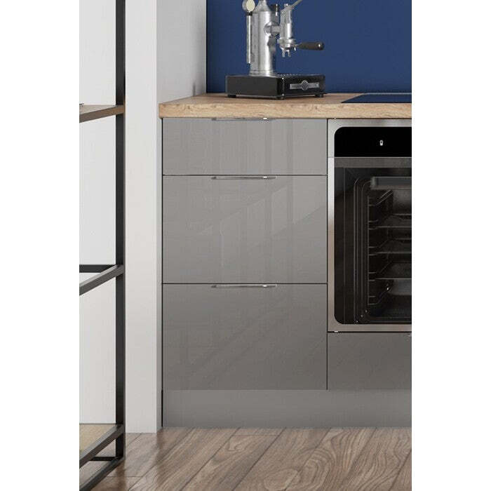 Kuchyně Jodie 260 cm (bílá, šedá, vysoký lesk) II. jakost