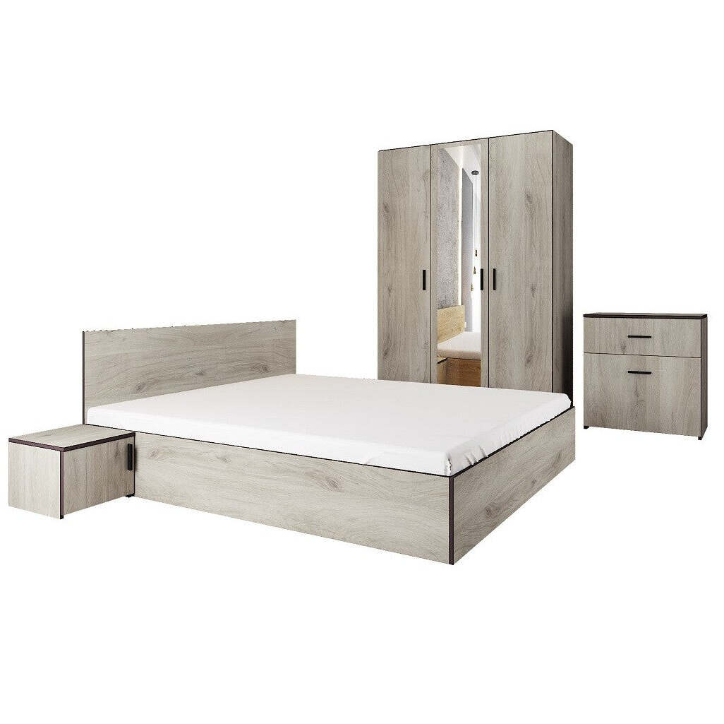 Ložnicový komplet Vernal-rám postele,skříň,komoda,2 noční stolky - II. jakost