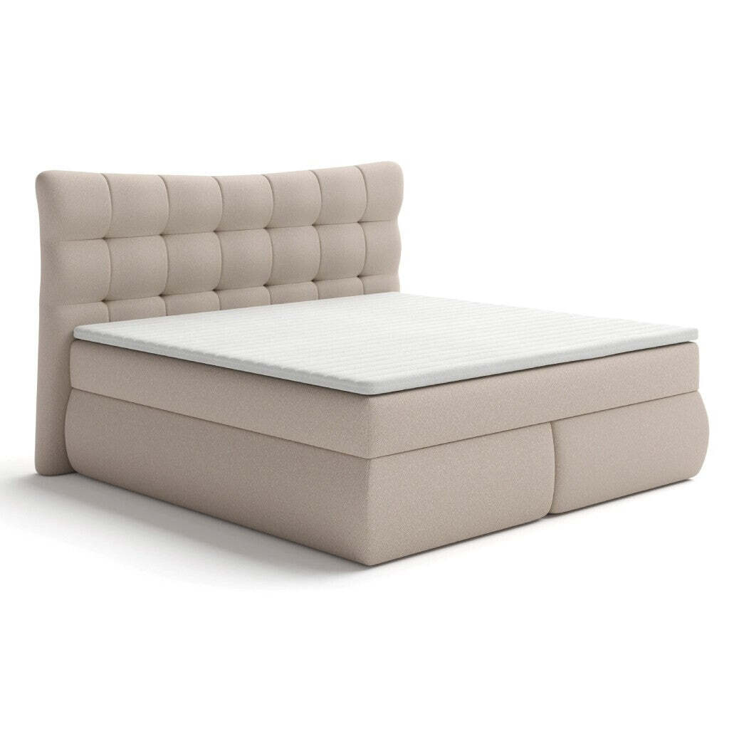 Postel Boxspring James 180x200, béžová, vč. matrace a topperu