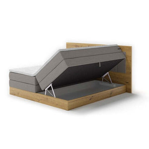 Postel Boxspring Marc 180x200, šedá,dub vč. matrace a topperu