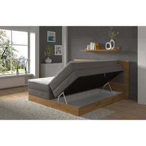 Postel Boxspring Marc 180x200, šedá,dub vč. matrace a topperu