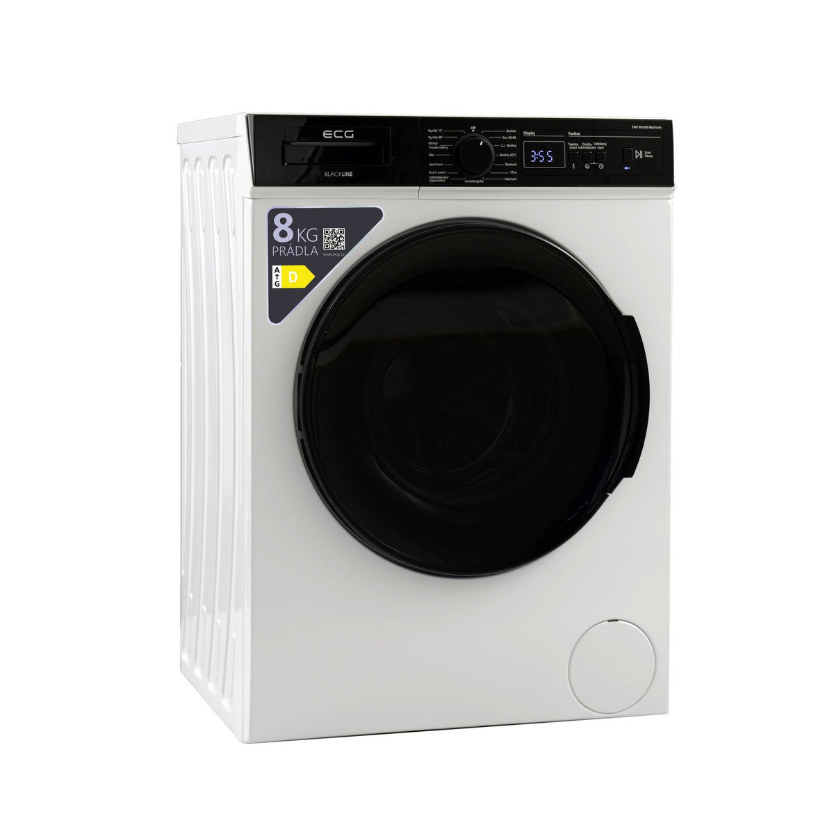 Pračka s předním plněním ECG EWF 801200 BLACK, 8 kg