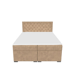 Čalouněná postel Chloe 160x200, béžová, vč. matrace a topperu
