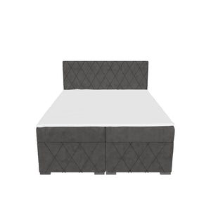Čalouněná postel Madelyn 160x200, stříbrná,vč. matrace a topperu