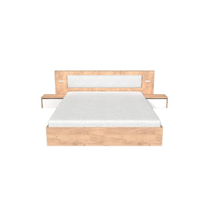 Dřevěná postel Xelo 160x200, 2x noční stolek, bez roštu a mat.