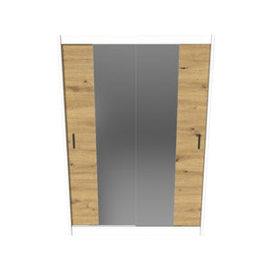 Šatní skříň Ragla - 150x215x61 cm (bílá, dub artisan)