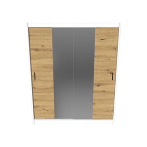 Šatní skříň Ragla - 180x215x61 cm (bílá, dub artisan)