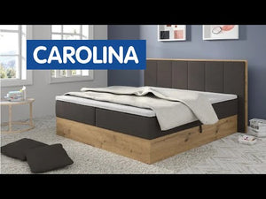 Čalouněná postel Carolina 180x200,tm. šedá, vč.matrace a topperu
