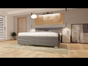Čalouněná postel Windsor 200x200, šedá, včetně matrace